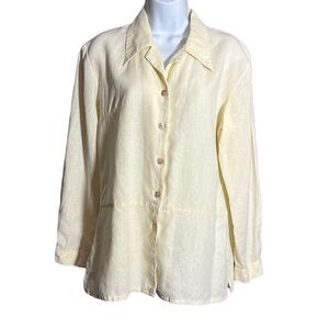 Of the Earth Women's 100% Hemp Collar Button-Down Long Sleeve Yellow Top Size L